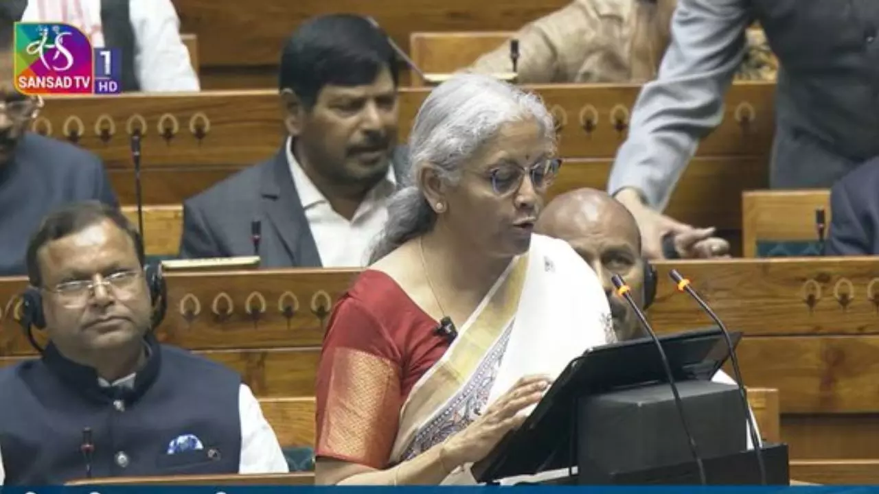 Nirmala Sitharaman presenting Budget in Parliament