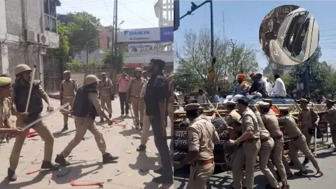 Agra karni sena vandalizes sp mp ramjilal sumans home police injured