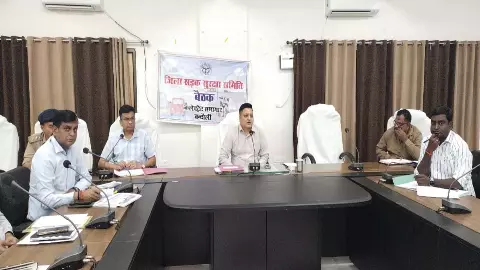 Nikhil T Funde DM reviewing road safety campaign