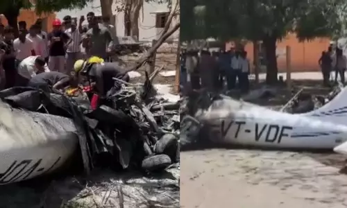 Gujarat amreli training aircraft Crash video viral pilot death