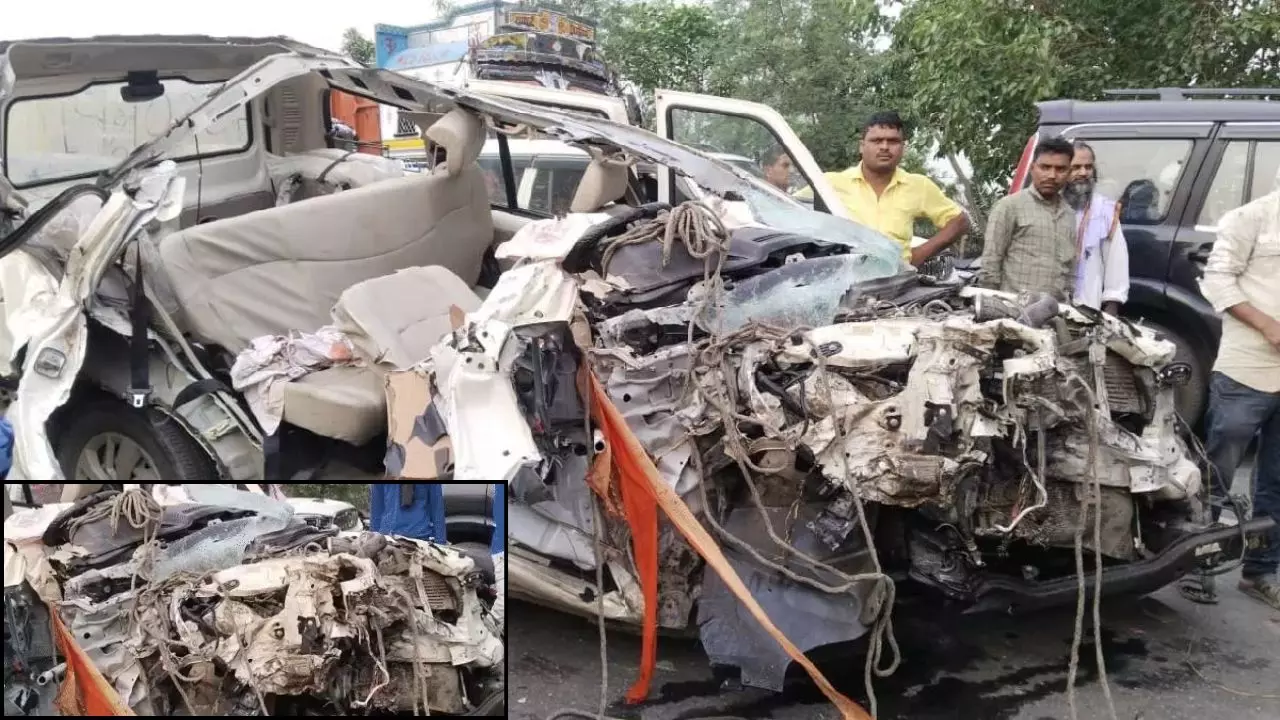 Muzaffarpur Sitamarhi highway accident 3 killed  2 injured collision between truck Scorpio