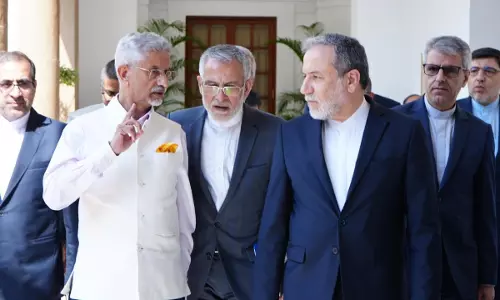 Iran Foreign Minister Seyed Abbas Araghch with EAM Jaishankar