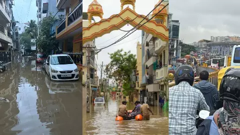 Bengaluru Rains alert water filled on roads entered in house see photos weather update