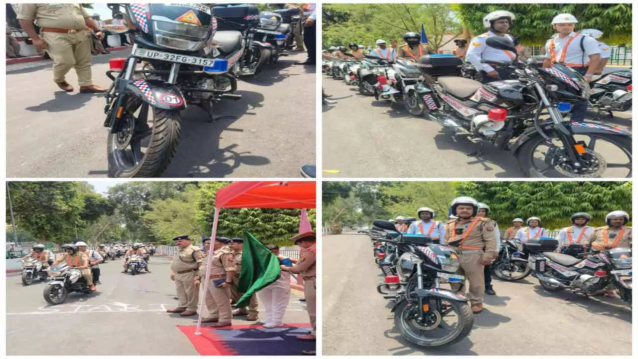 लखनऊ की ट्रैफिक व्यवस्था को दुरुस्त रखने के लिए सड़कों पर उतरे 42 रेसर मोबाइल वाहन, कमिश्नर ने हरी झंडी दिखाकर किया रवाना