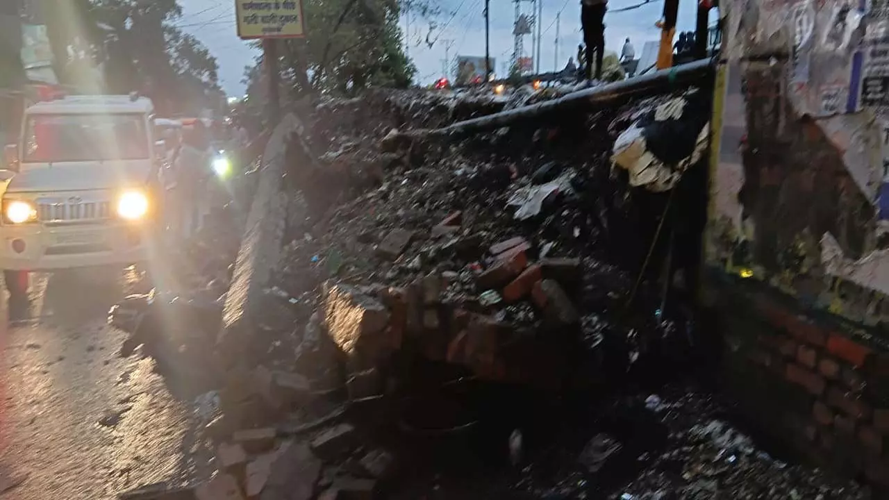 Railway boundary and housing barrier collapse due to rain