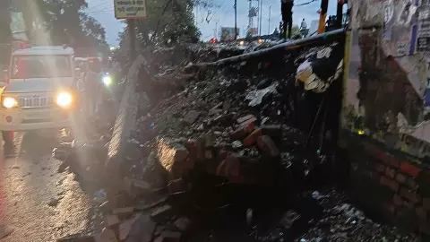 Railway boundary and housing barrier collapse due to rain