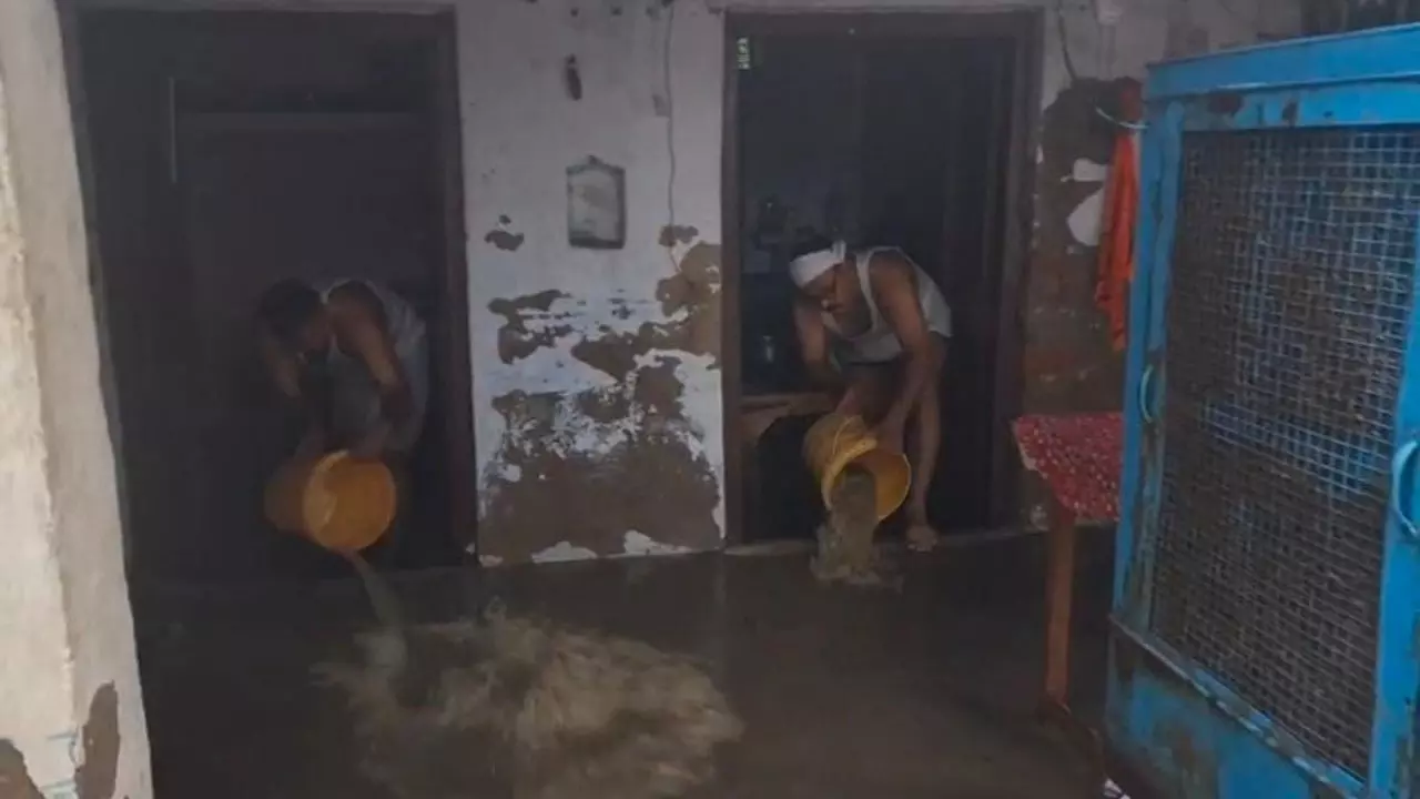 Unnao News:  बारिश में बेहाल परियर चौकी, बाल्टी लेकर पानी निकालते पुलिसकर्मी