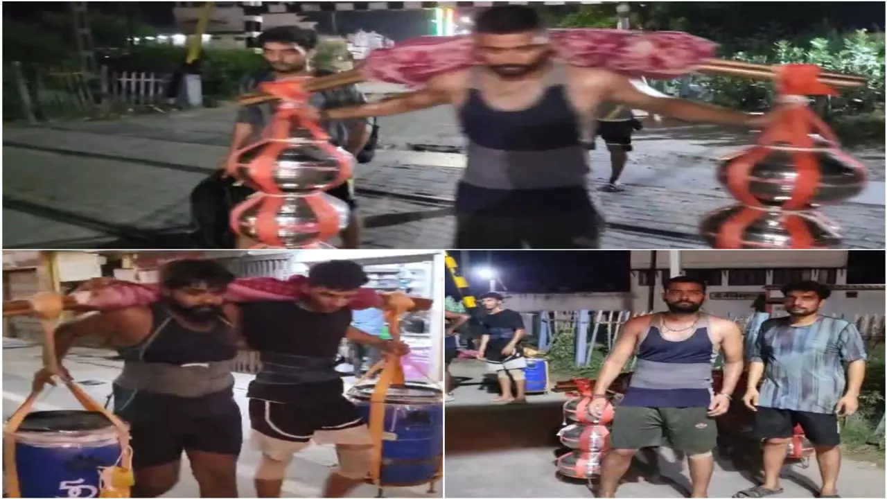 Shamli News: 101 लीटर व 121 लीटर गंगाजल की कावड़ ले शामली से होकर निकले हरियाणा के कावड़िये