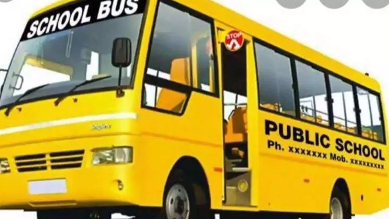 Traffic Inspector Sushil Mishra conducts checking campaign of school bus