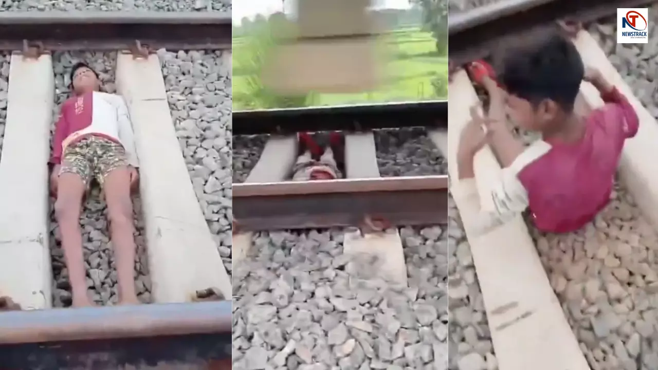 children on train track
