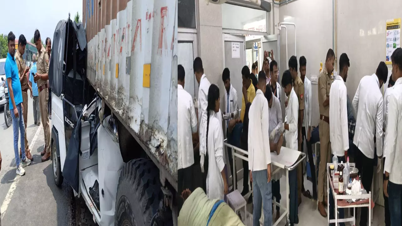 Lucknow News: लखनऊ-सीतापुर रोड पर दर्दनाक हादसा: खड़े कंटेनर से टकराया ऑटो ई-रिक्शा, पांच लोग हुए घायल