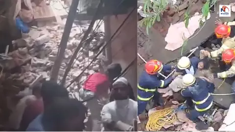 A three-storey chawl collapsed Mumbais Bandra 10 people buried under the rubble rescue operations in full swing