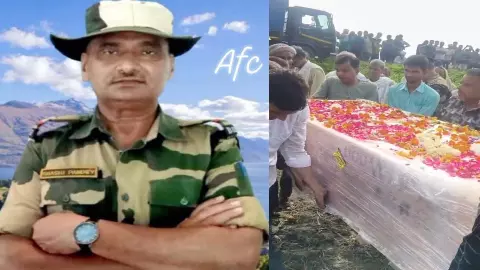 Martyr BSF jawan Shashi Kumar Pandey bid farewell with military honors Martyr BSF jawan Shashi Kumar Pandey bid farewell with military honors