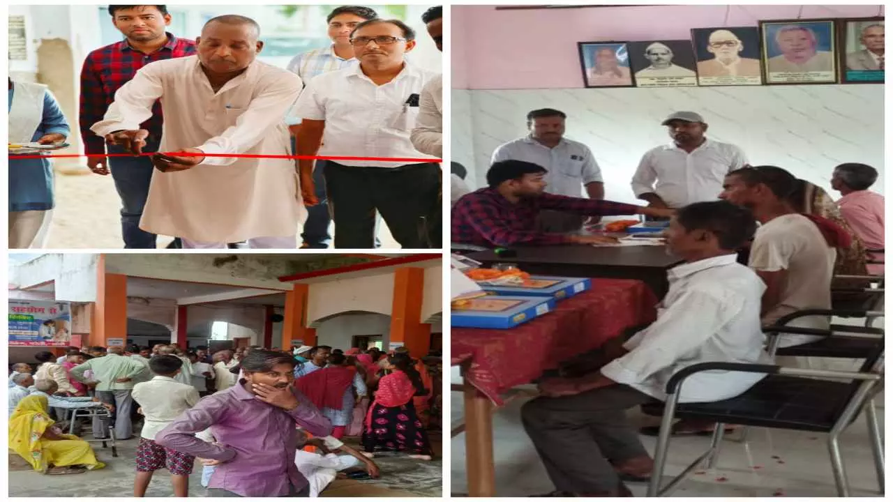 Free health camp: स्वास्थ्य शिविर में चिकित्स्कों ने 587 मरीजो का परीक्षण कर वितरित की दवाईयां