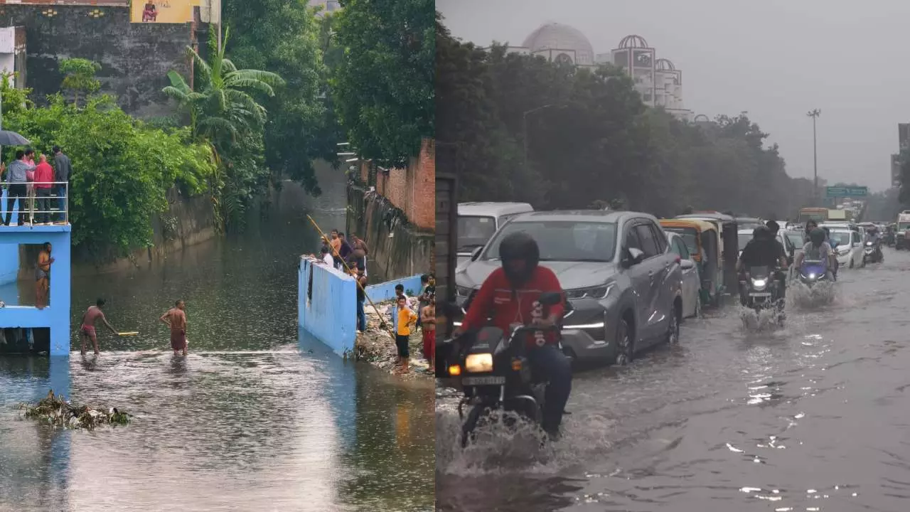कुकरैल नाले में बच्चा बहा, नाले में कार गिरी, मूसलाधार बारिश ने लखनऊ नगर निगम की खोली पोल