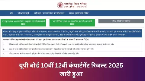 UP Board 10th, 12th Compartment Result 2025