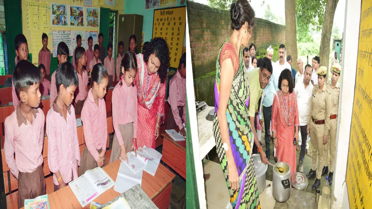 Lakhimpur Kheri News: विद्यालयों का औचक निरीक्षण, डीएम ने परखी पढ़ाई, मिड डे मील और साफ-सफाई