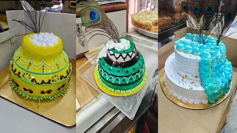 Kanha-themed cakes are a favorite of people on Kanhaiya Janmotsav Kanha-themed cakes are a favorite of people on Kanhaiya Janmotsav