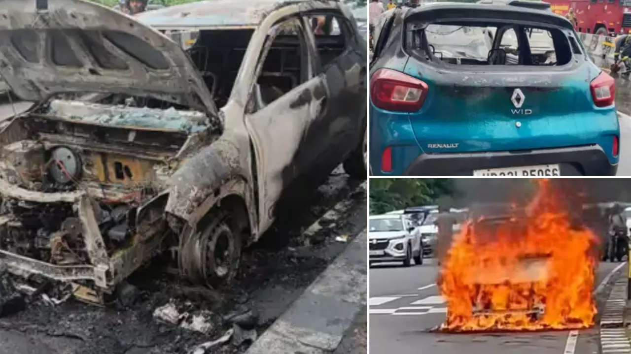 आशियाना इलाके में गर्भवती पत्नी को अस्पताल ले जाते समय कार में लगी आग, बाल-बाल बचे दंपति