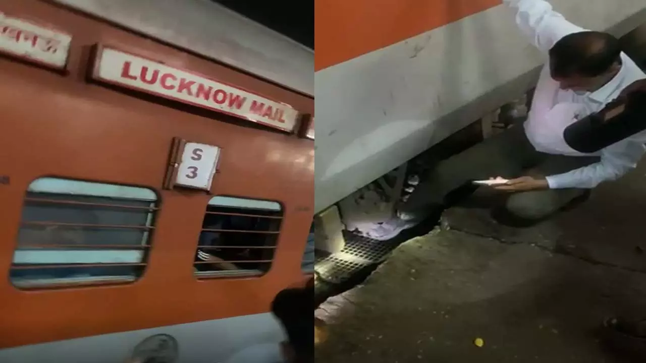 Lucknow mail train coach catches fire, passengers gather