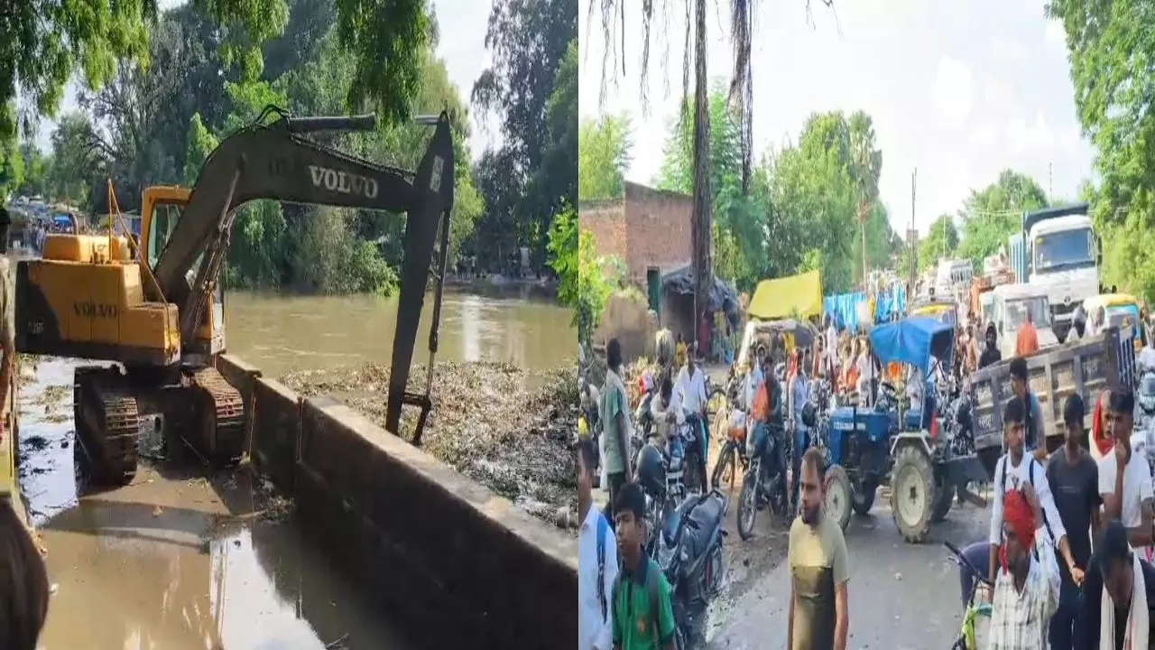 Chandauli News: फिर सड़क पर पहुंचा बाढ़ का पानी, बांध से पानी छोड़े जाने पर सताने लगा खतरा