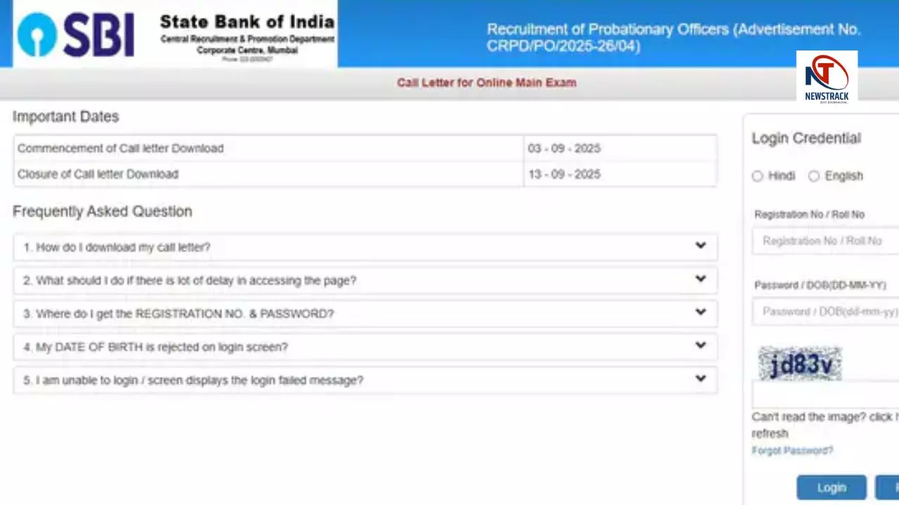 SBI PO Mains Admit Card 2025