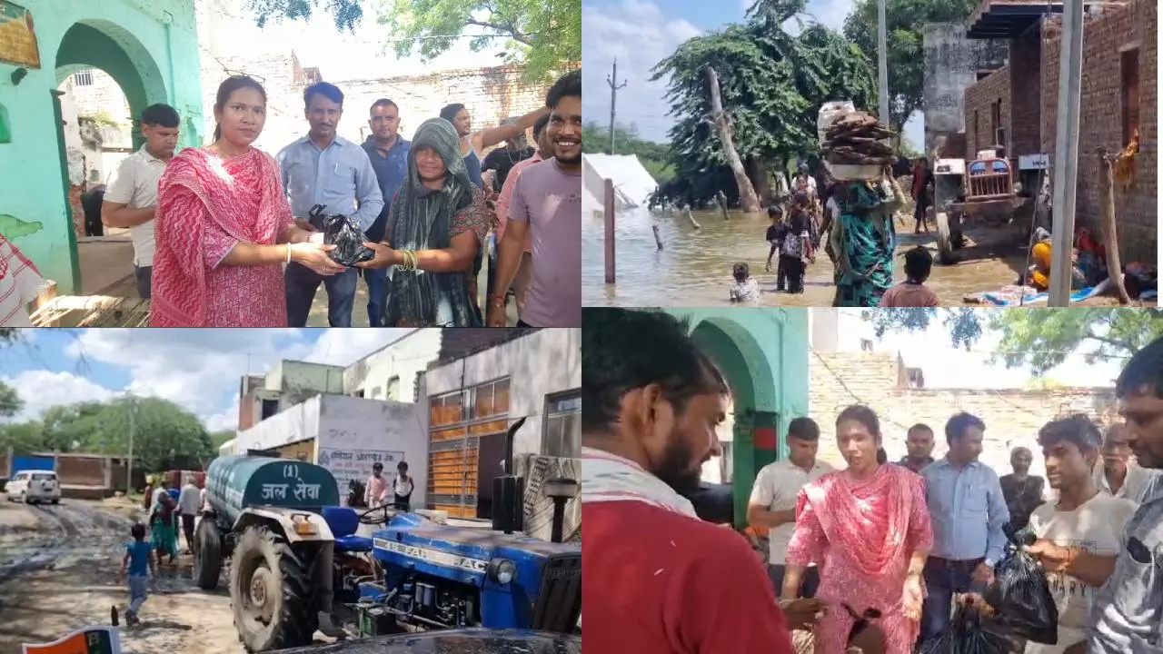 Mathura News: आंवला सुल्तानपुर में बाढ़ प्रभावित क्षेत्रों का निरीक्षण, राहत सामग्री वितरित