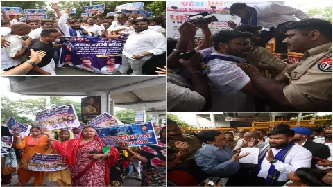 हैदर कैनाल बस्ती बचाने के लिए परिवर्तन चौक पर प्रदर्शन, अस्तित्व बचाओ, भविष्य बचाओ के लगे नारे