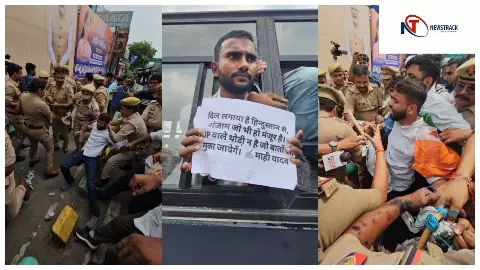 NSUI ने बीसीसीआई के पुतले पर कालिख पोती, हजरतगंज चौराहे पर भारत-पाकिस्तान मैच का विरोध