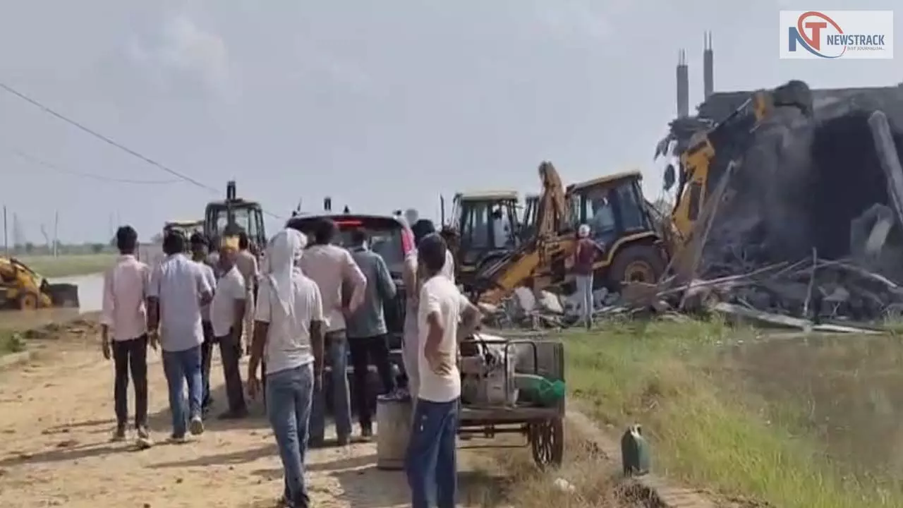 bulldozes on constructions of half a dozen illegal colonies worth Rs 500 crore