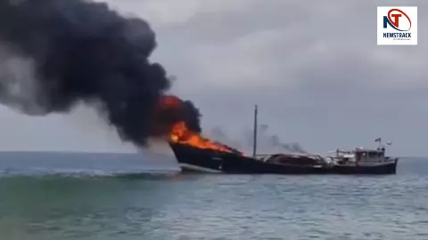Ship In Porbandar Catches Fire Ship In Porbandar Catches Fire