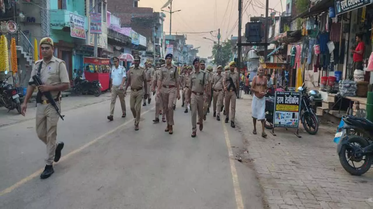Bhinga flag march Bhinga flag march