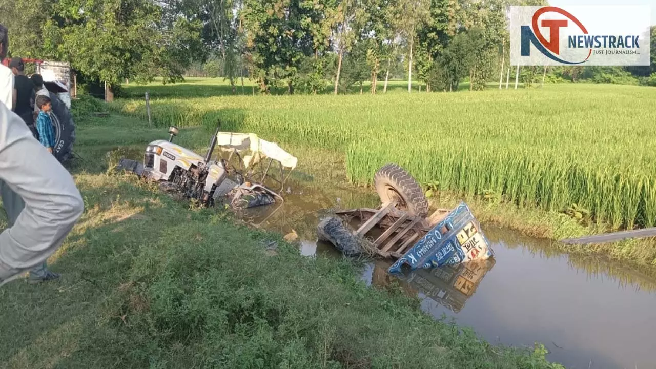 SP holding Palti tractor trolley in Bhinga, on loan from Mission Shakti Phase-5 SP holding Palti tractor trolley in Bhinga, on loan from Mission Shakti Phase-5