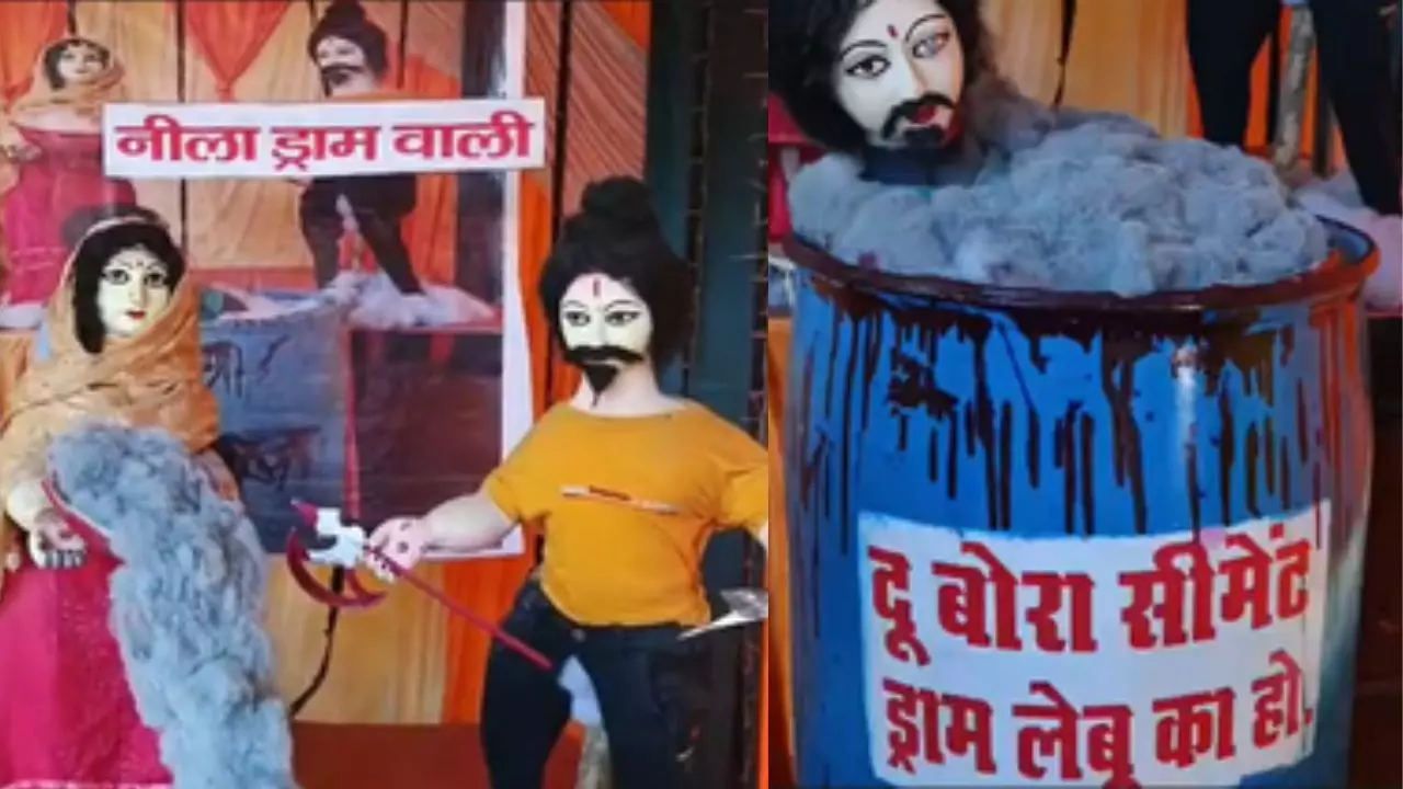 नीले ड्रम वाला दुर्गा पंडाल वायरल, मेरठ की मुस्कान रस्तोगी मर्डर केस फिर बना चर्चा का केंद्र!