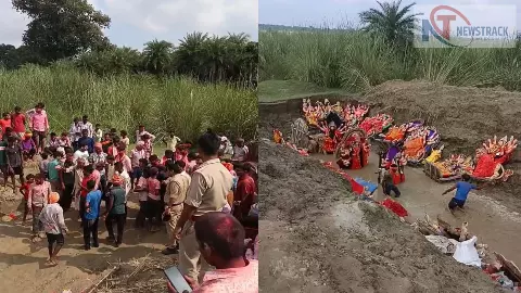 Ground immersion of 800 Durga idols at Ganga and Yamuna ghats, tight security arrangements Ground immersion of 800 Durga idols at Ganga and Yamuna ghats, tight security arrangements