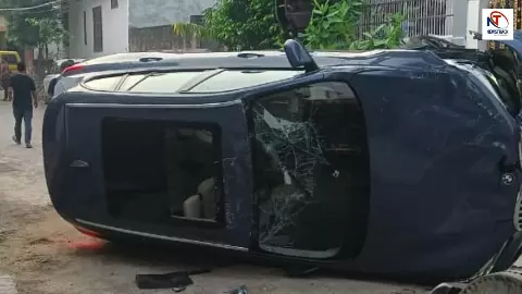 Lucknow News: नशे में धुत युवक की BMW पलटने का वीडियो आया सामने, चकनाचूर हुई इतनी महंगी गाड़ी