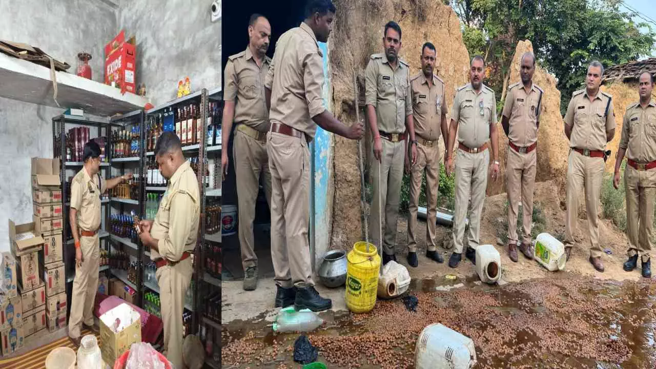 Chitrakoot News: आबकारी टीम ने शराब की दुकानों में की छापेमारी, 20 लीटर कच्ची शराब जब्त