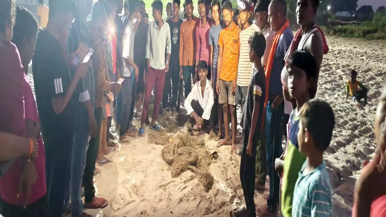 Giant dragon, child Hardkamp trapped in Gangas trap in Chandauli