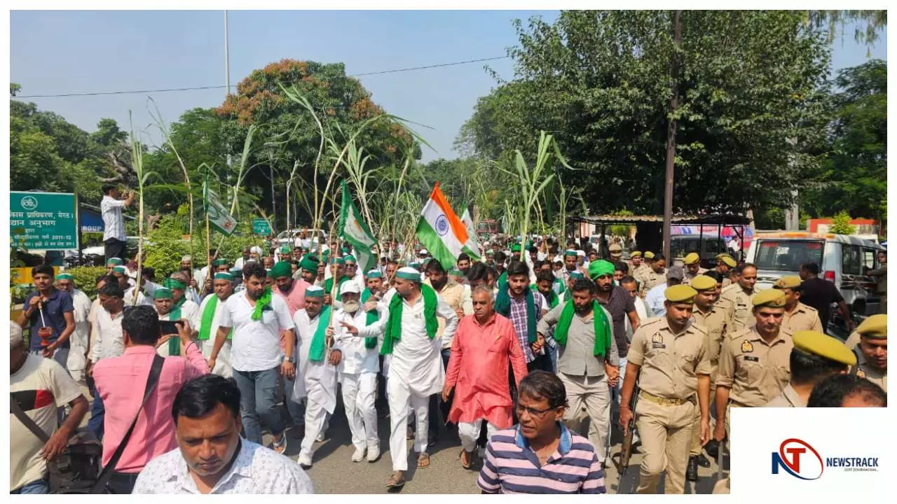 Meerut News : मेरठ में भाकियू का गन्ना मूल्य वृद्धि व भुगतान को लेकर कलेक्ट्रेट पर जोरदार प्रदर्शन