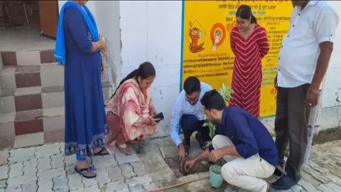 Message of environmental protection given by planting trees at One Stop Center