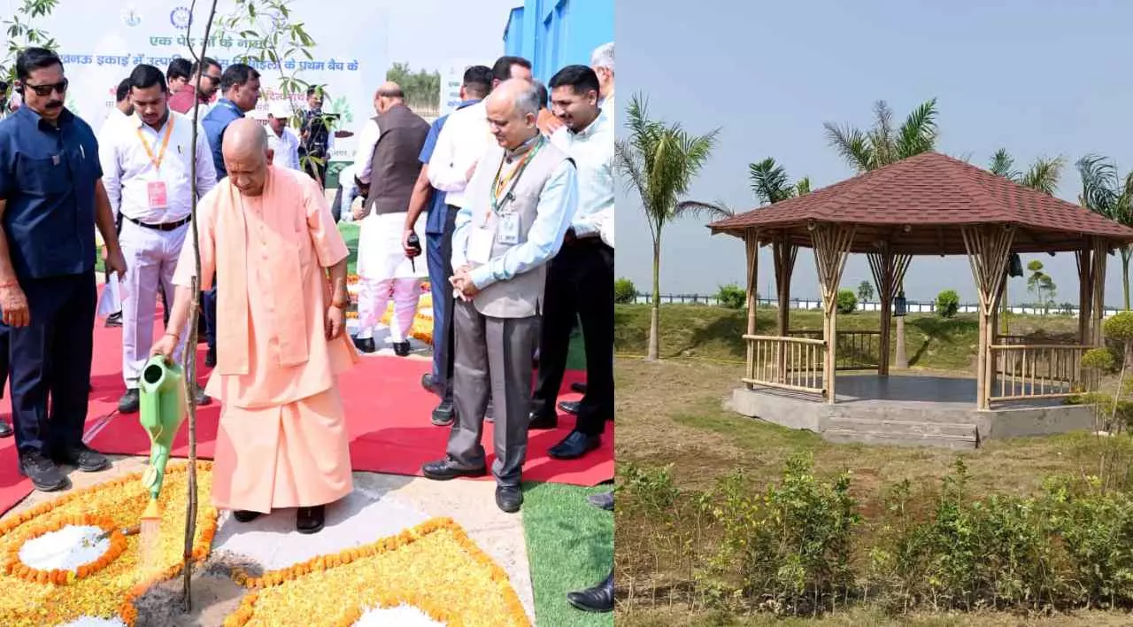 BrahMos Green Belt Bhatgaon_ CM Yogi and Rajnath Plant Rudraksha