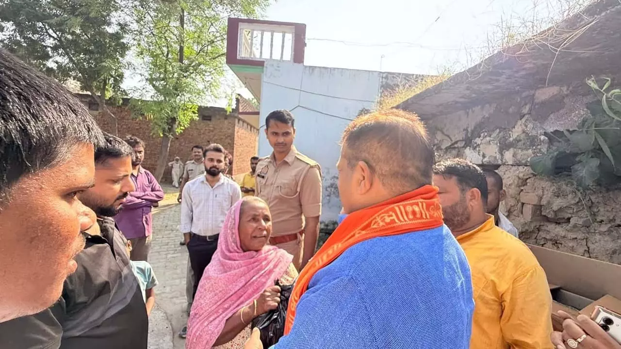 Former MLA Raghavendra Pratap Singh celebrates Diwali with villagers in Tetari village