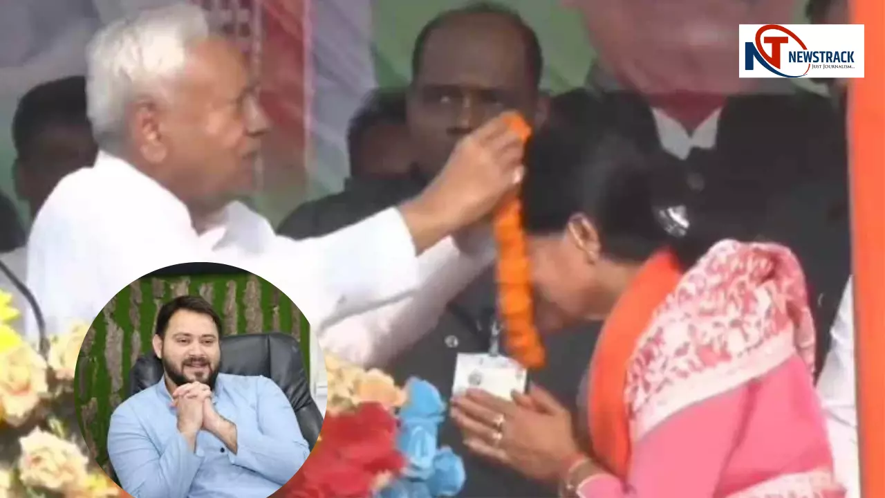 गजब आदमी है भाई! संजय झा ने रोका, फिर भी CM नीतीश ने BJP कैंडिडेट को पहनाई माला; तेजस्वी ने Video शेयर कर कसा तंज