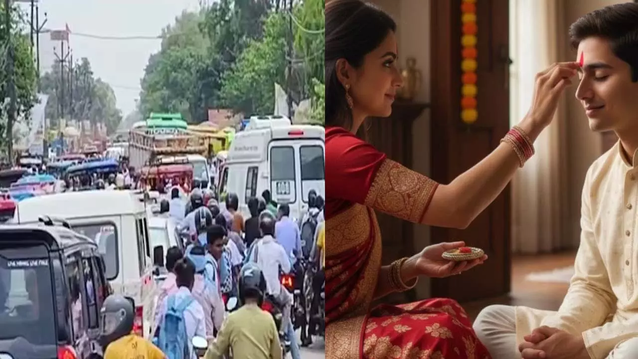 Crowded in markets on the occasion of Bhaidooj, traffic jam affects public life Crowded in markets on the occasion of Bhaidooj, traffic jam affects public life
