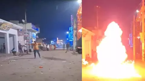 Dangerous Diwali disaster in Hapur: Youth swings during petrol bomb blast, video goes viral