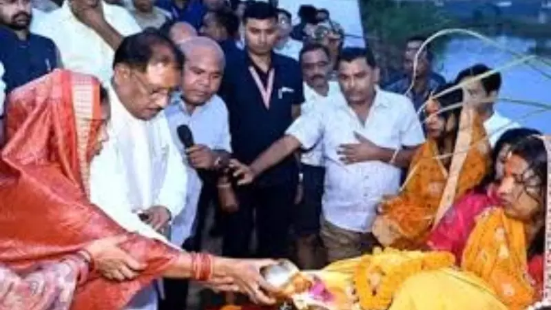 chhath puja Chhattisgarh cm vishnu Deo Sai chhath puja Chhattisgarh cm vishnu Deo Sai
