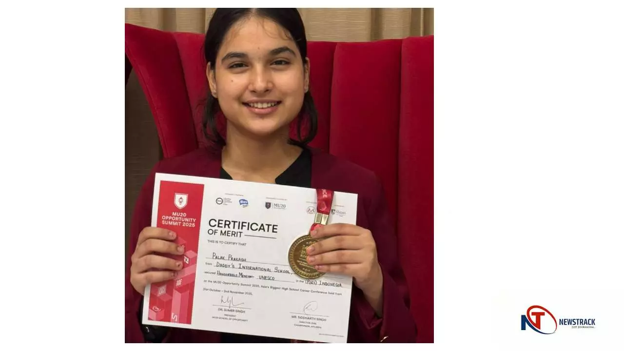 Chandauli News : इंटरनेशनल स्तर पर डैडीस स्कूल की छात्रा पलक प्रकाश ने बिखेरा जलवा