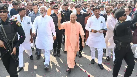 Chief Minister Yogi Adityanath on the roads of Gorakhpur