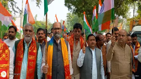 BJP marches on Sardar Patel Jayanti in Kasganj