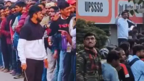 भंडारे में 1.5 किमी लंबी लाइन! प्रयागराज में भीड़ को नियंत्रित करने डंडे लेकर उतरे बाउंसर भंडारे में 1.5 किमी लंबी लाइन! प्रयागराज में भीड़ को नियंत्रित करने डंडे लेकर उतरे बाउंसर